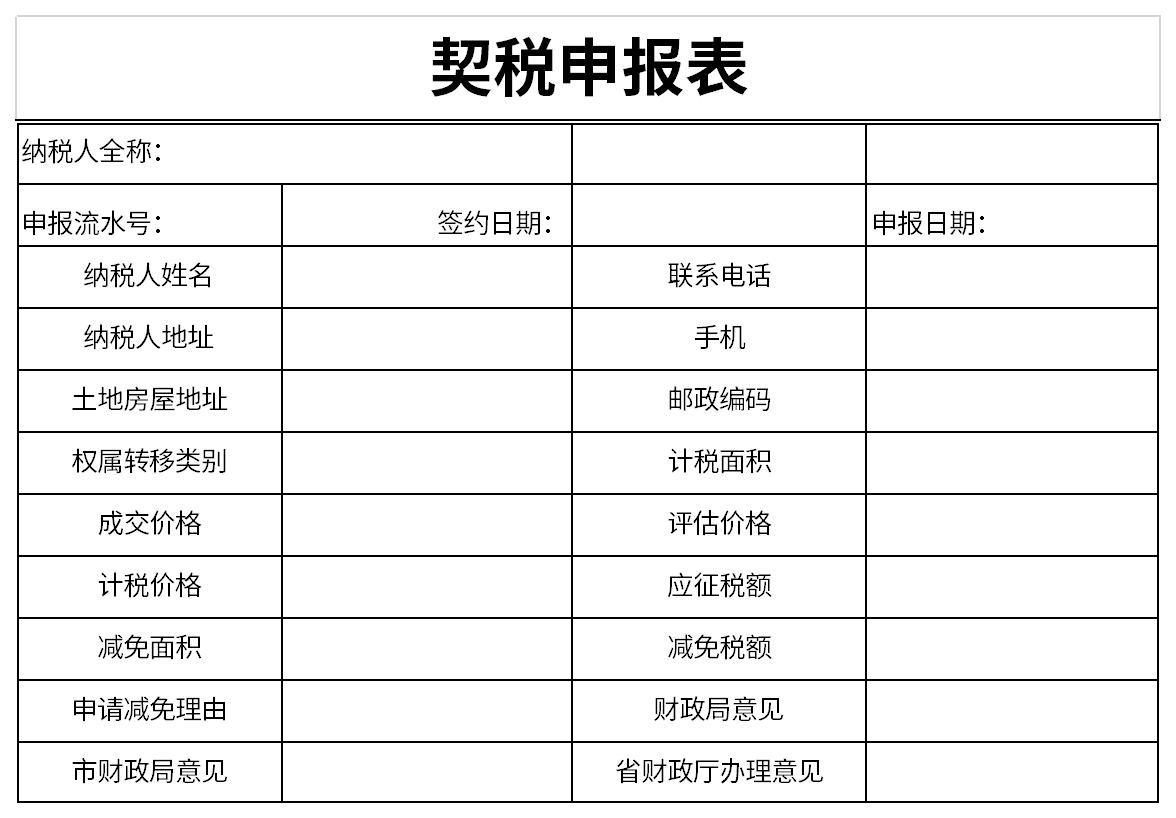 Screenshot of the deed tax declaration form