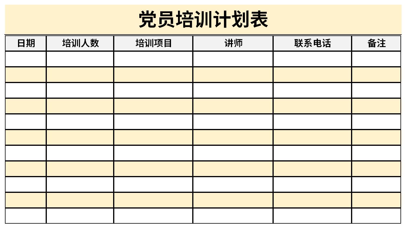 Screenshot of party member training plan