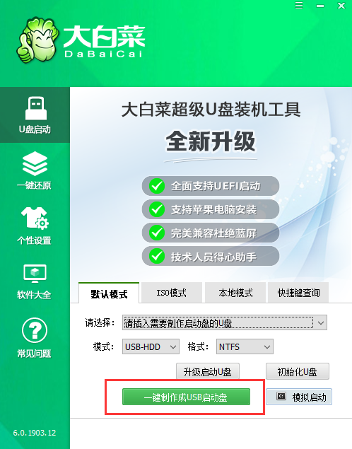 Screenshot of Chinese cabbage super USB boot disk