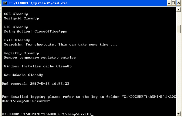 Office 2007 uninstall tool screenshot