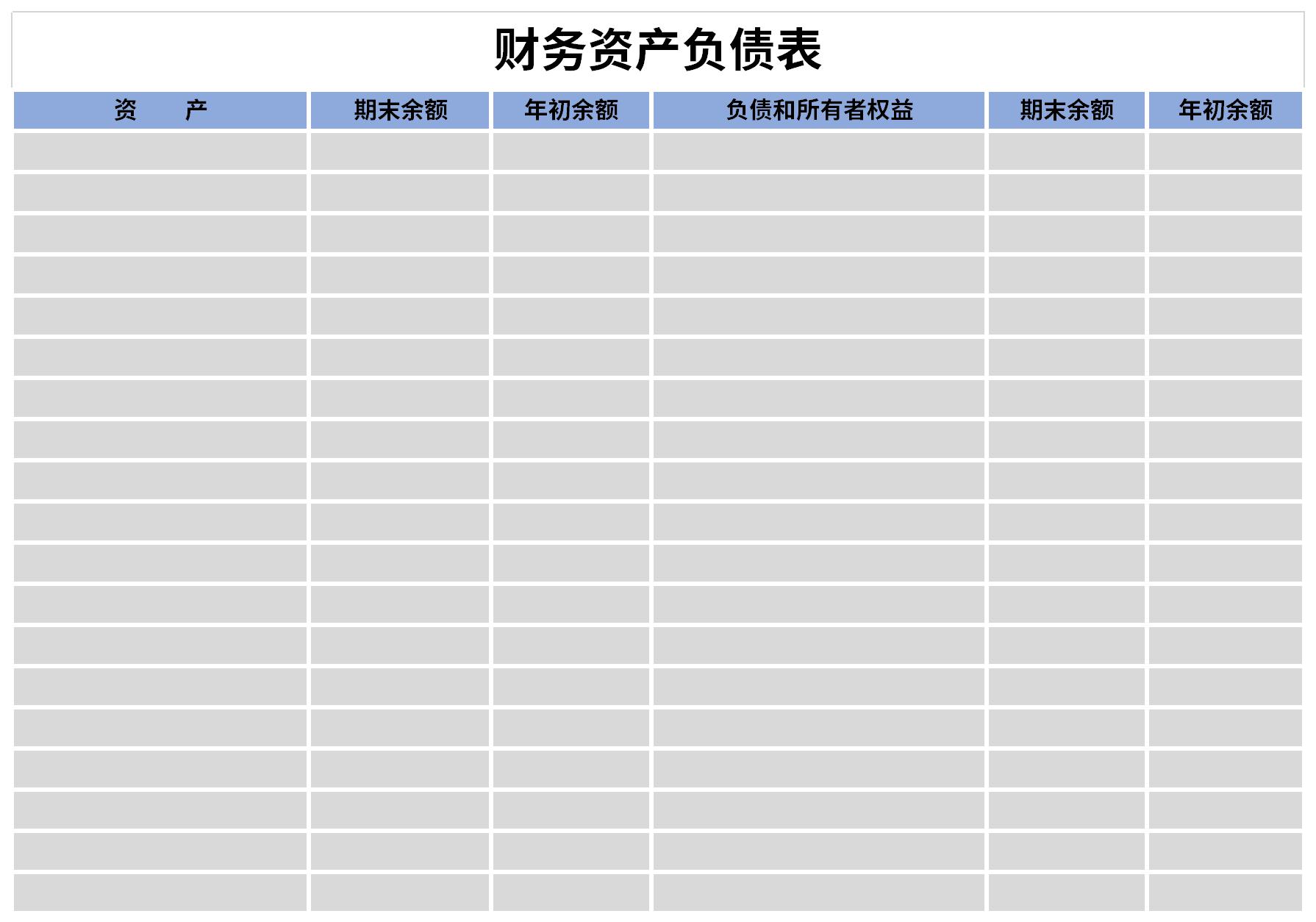 Financial balance sheet screenshot