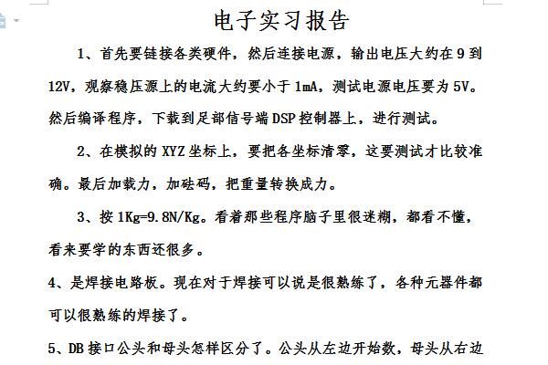 Screenshot of summary of electronic technology internship report