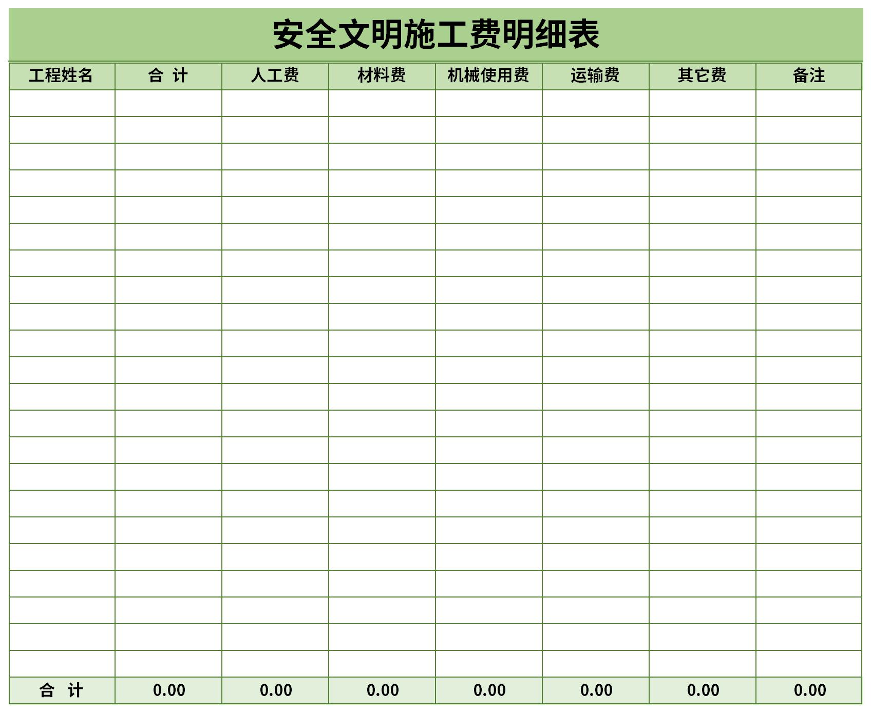 Screenshot of safe and civilized construction fee schedule