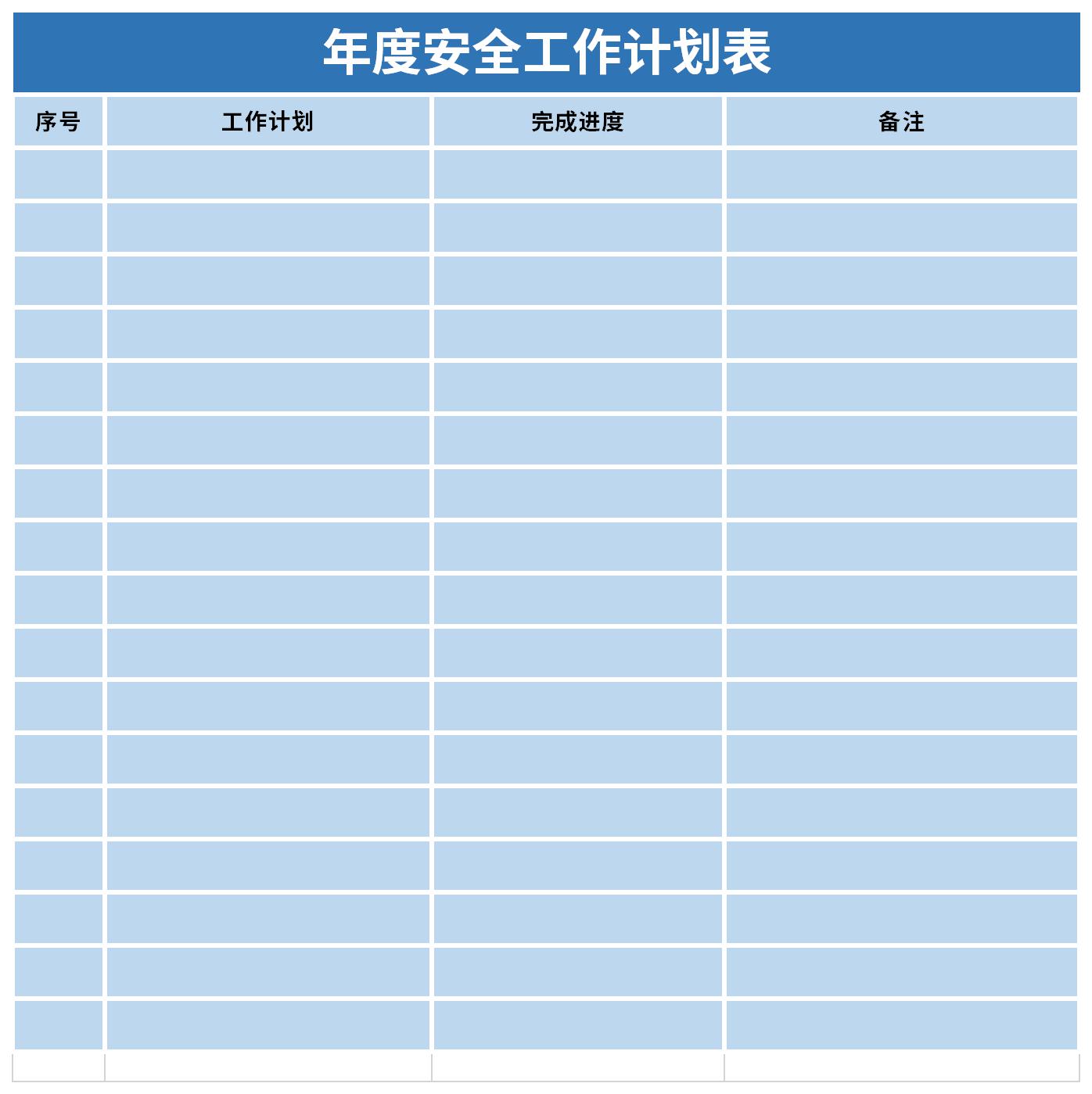 Screenshot of annual safety work plan