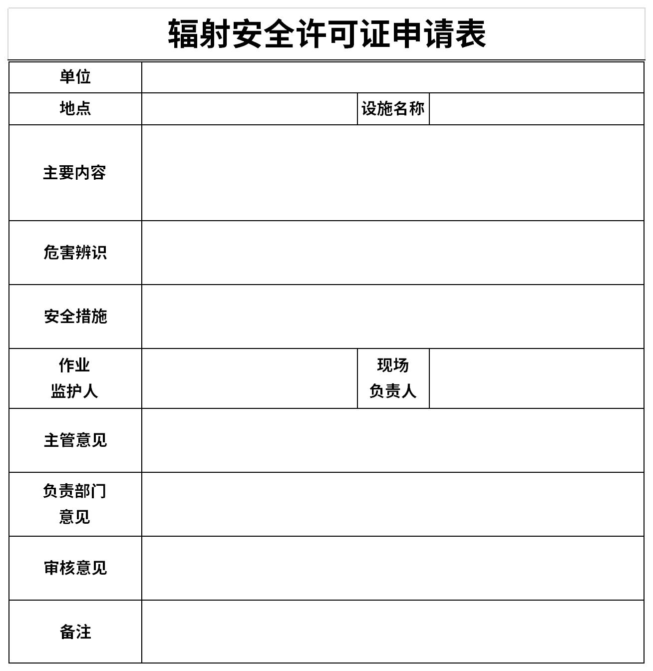 Screenshot of radiation safety license application form