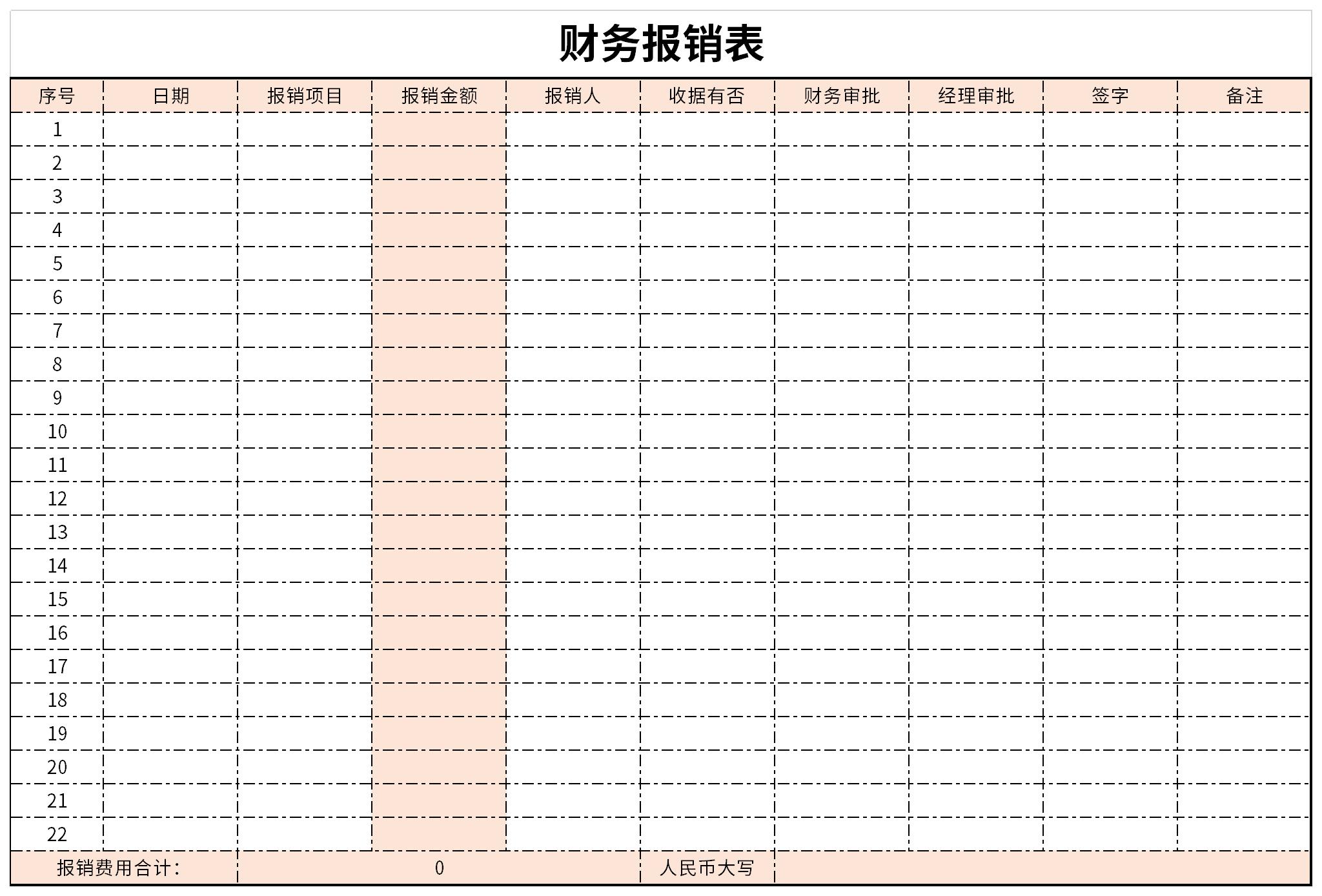 Screenshot of financial reimbursement form