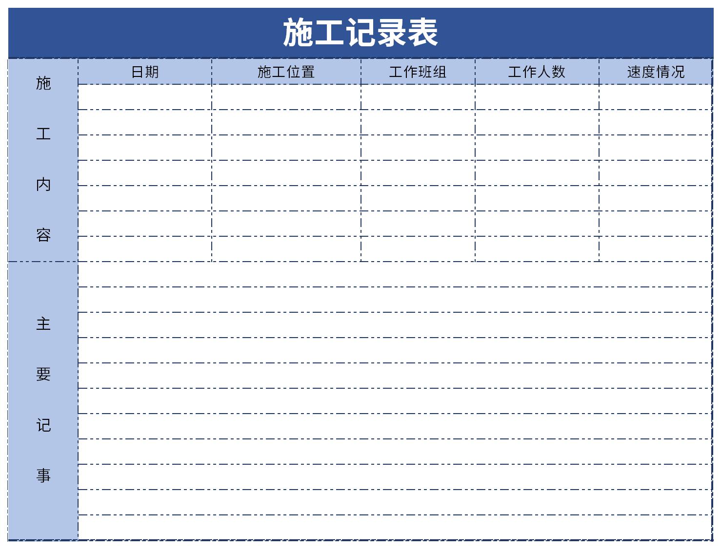 Screenshot of construction site quality management inspection record sheet