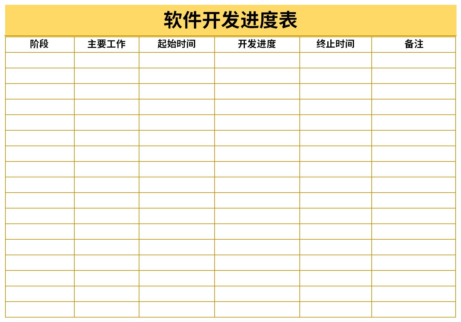 Screenshot of software project schedule