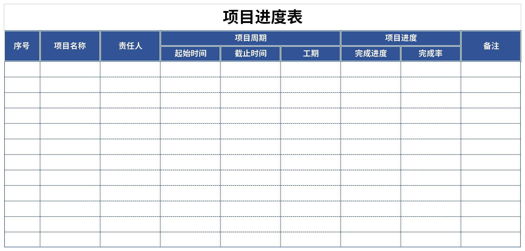 Project schedule screenshot