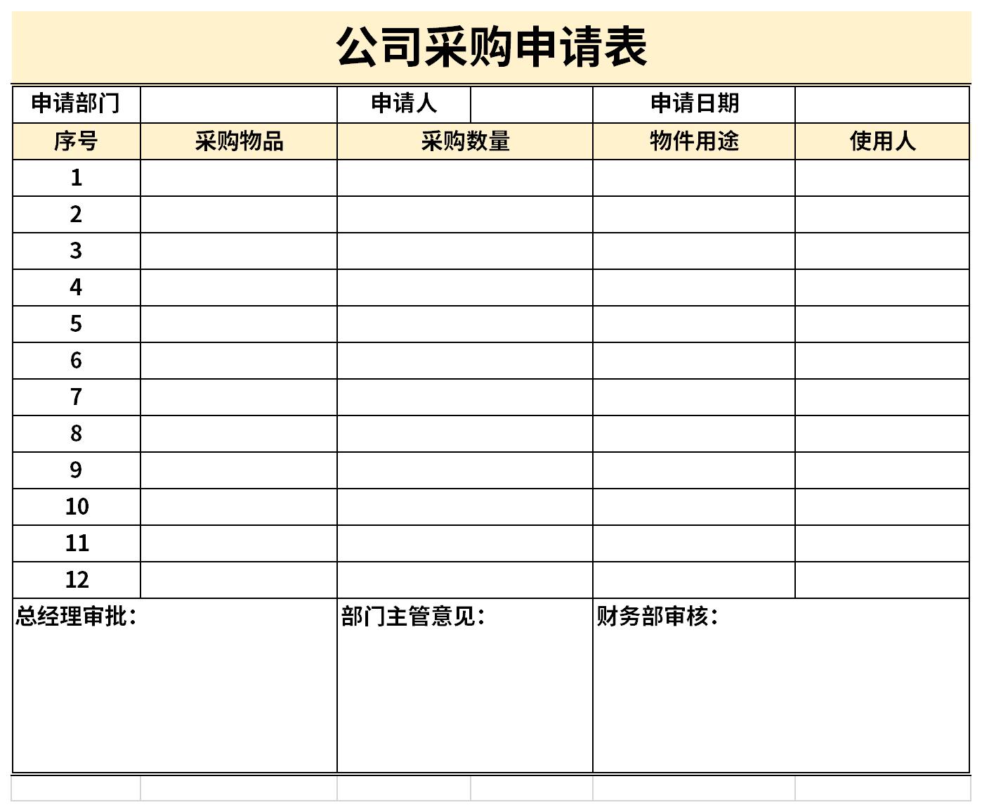 Screenshot of material purchase application form