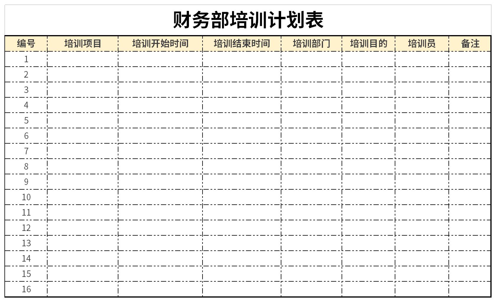 Screenshot of Finance Department training schedule