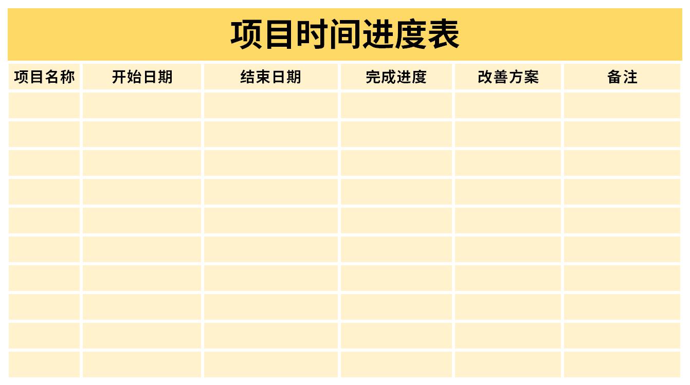 Screenshot of project schedule