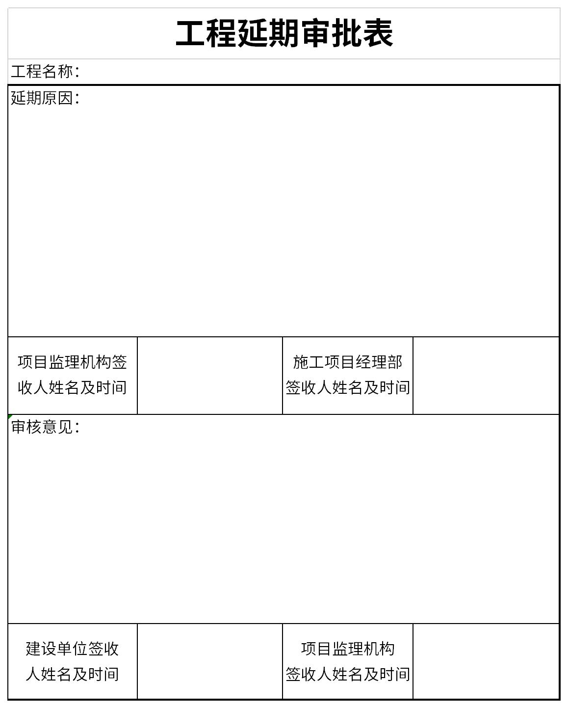 Screenshot of project extension approval form