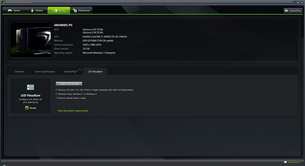 Nvidia GeForce Experience screenshots
