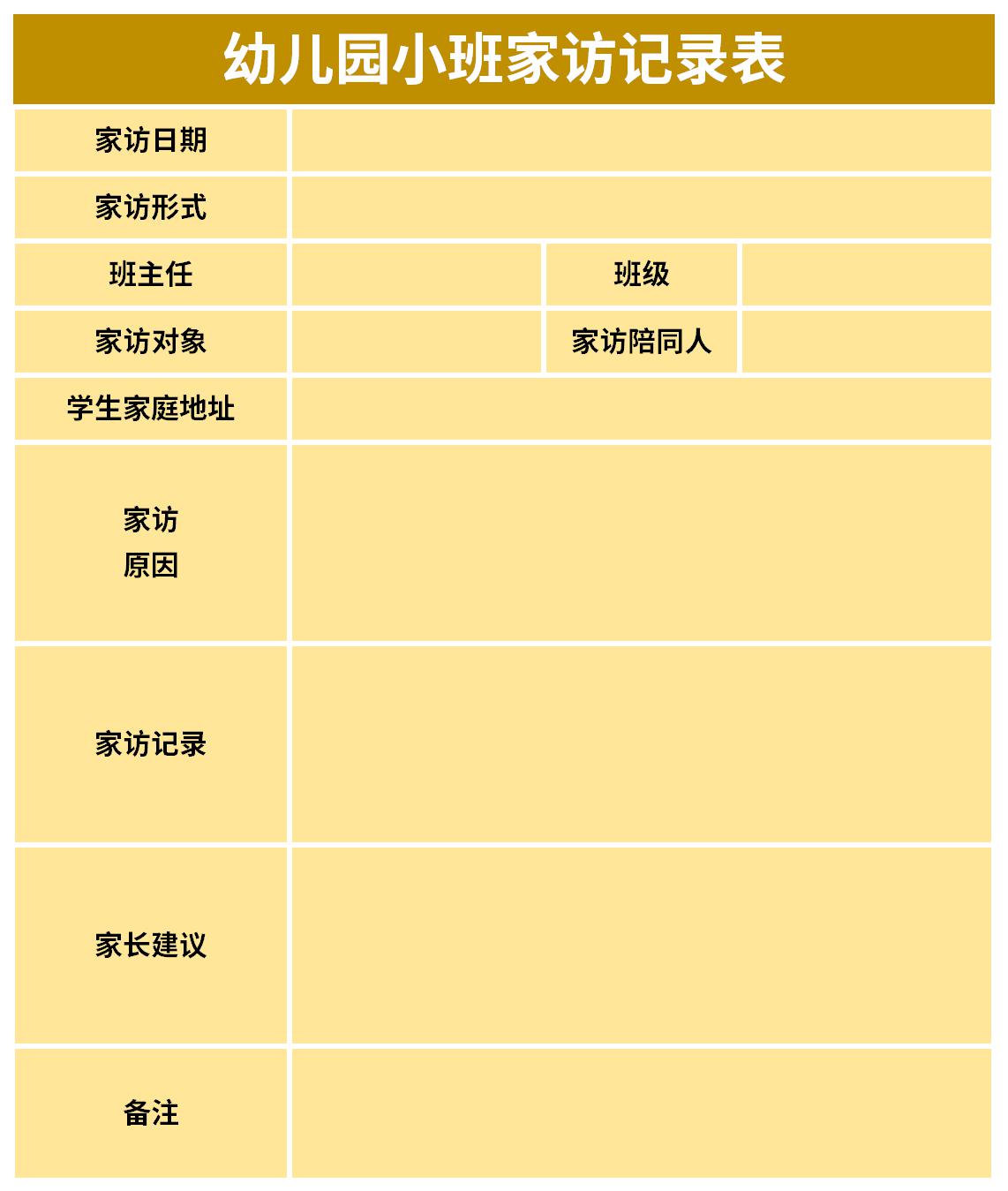 Screenshot of home visit record form for freshmen in small class