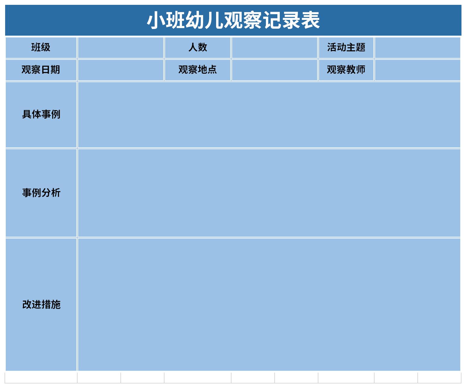 Screenshot of small class case observation record sheet