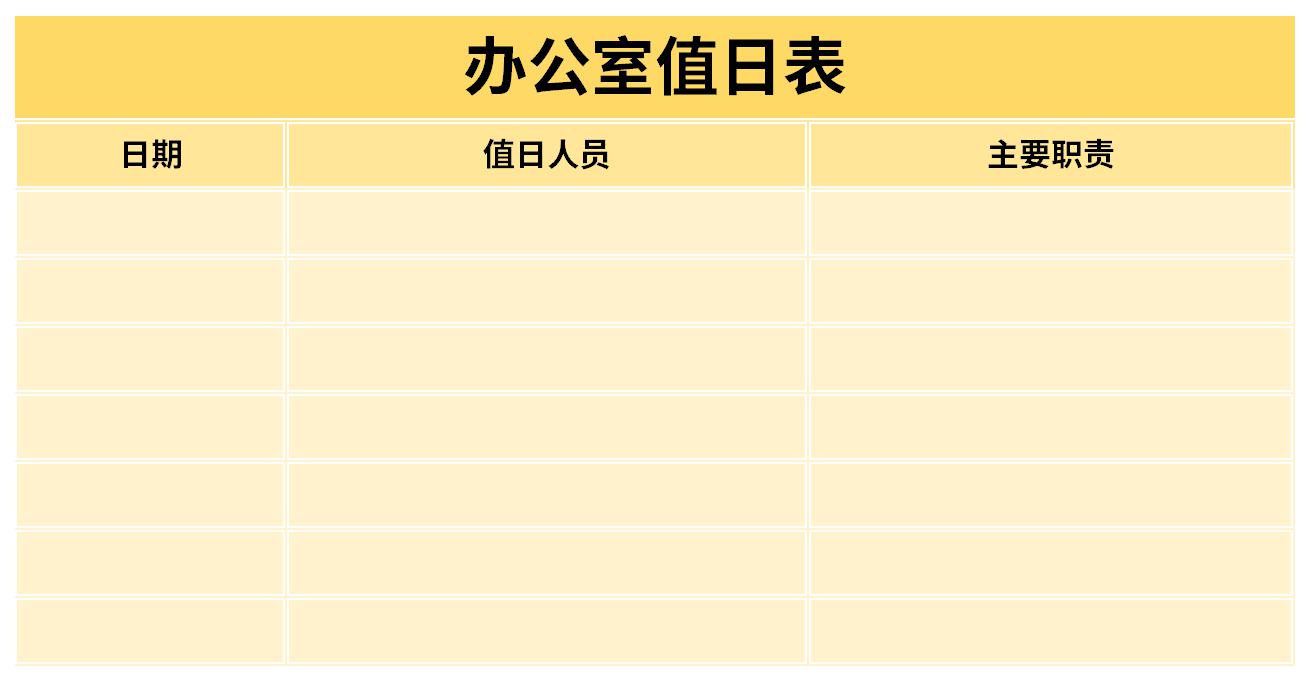 Screenshot of office health duty schedule template