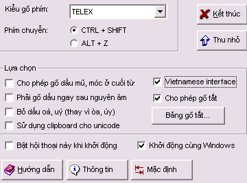 Screenshot of Vietnamese input method (Unikey)