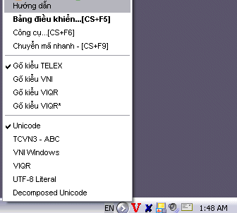 Screenshot of Vietnamese input method (Unikey)