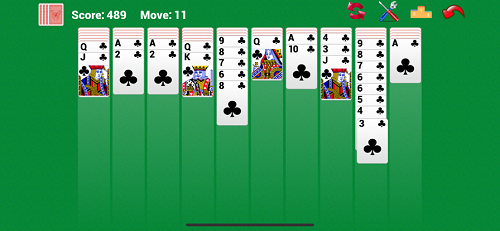 Screenshot of classic version of Spider Solitaire