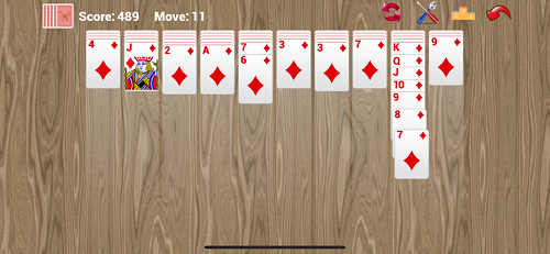 Screenshot of classic version of Spider Solitaire