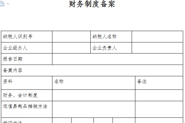 Screenshot of financial system filing