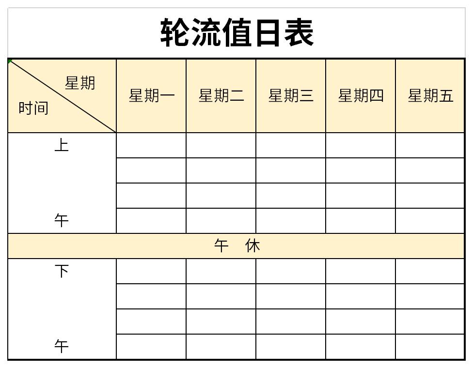 Screenshot of rotation duty schedule