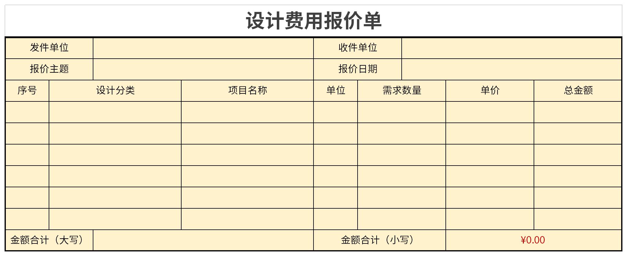 Screenshot of design fee quotation