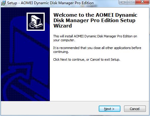 Screenshot of AOMEI Dynamic Disk Manager