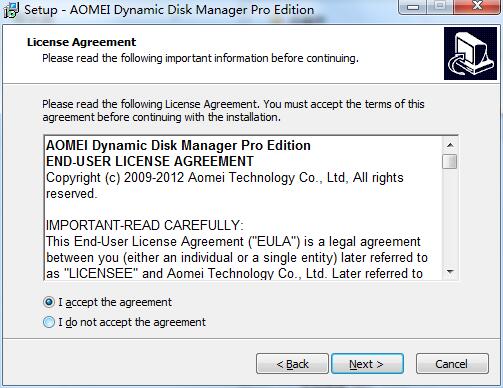 Screenshot of AOMEI Dynamic Disk Manager