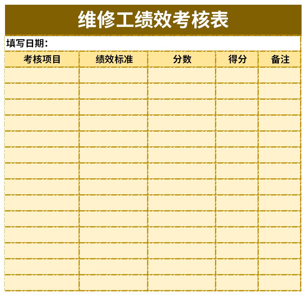 Maintenance worker performance appraisal form screenshot