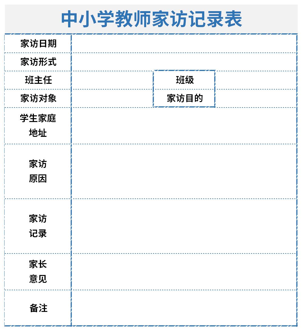 Screenshot of home visit record form for primary and secondary school teachers