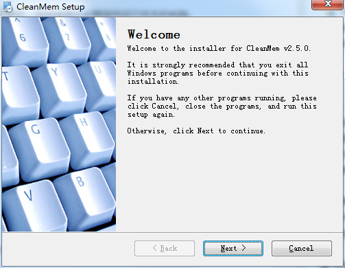 Screenshot of memory cleaning tool (CleanMem)
