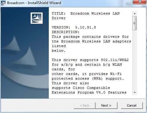 Broadcom 802.11b/802.11g series wireless network card driver screenshot screenshots