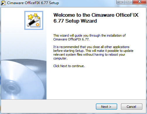 Screenshot of Office document repair tool