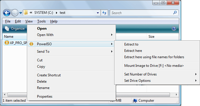PowerISO 64-bit (virtual optical drive) screenshot