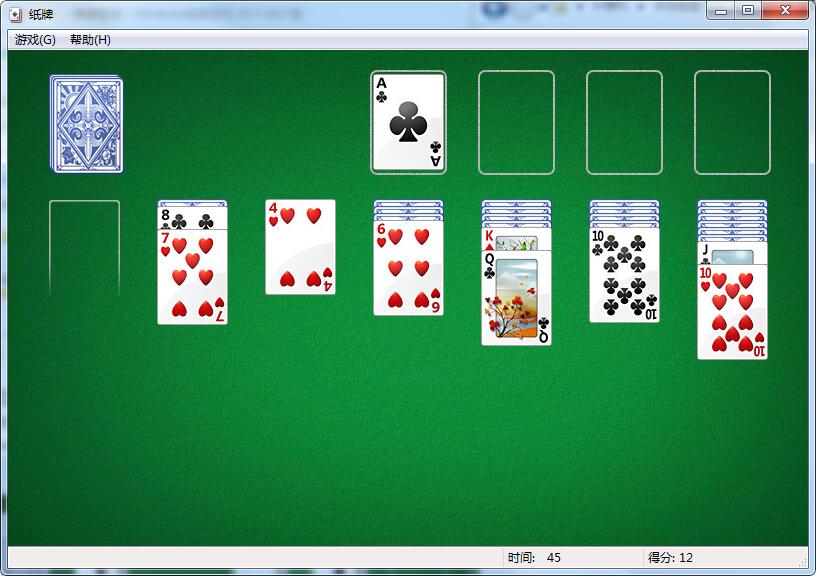 Screenshot of Windows Solitaire game