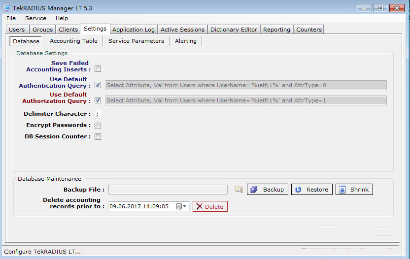radius authentication server screenshot