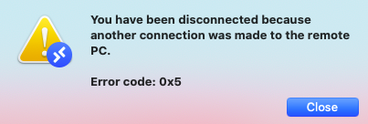 Screenshot of Microsoft Remote Desktop Connection Client
