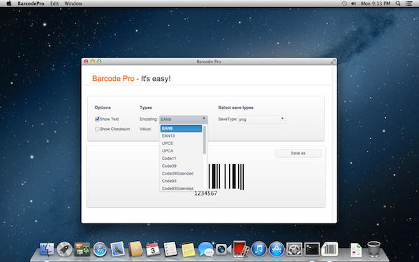 Barcode generator mac screenshot