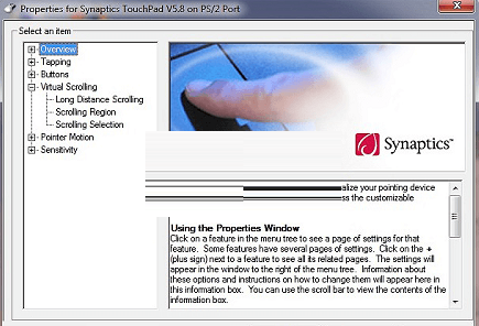 Synaptics touchpad driver Mac screenshot