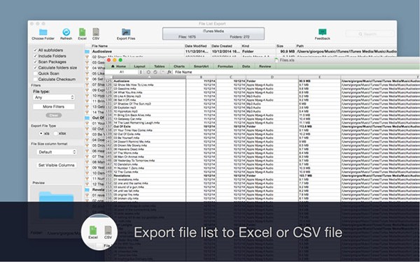 File List Export Mac screenshot