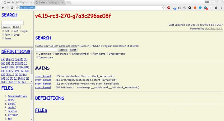 GNU GLOBAL screenshot