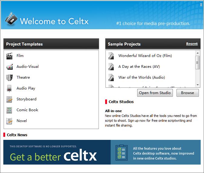 Celtx screenshot