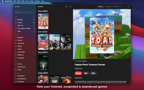 GameTrack Mac screenshots