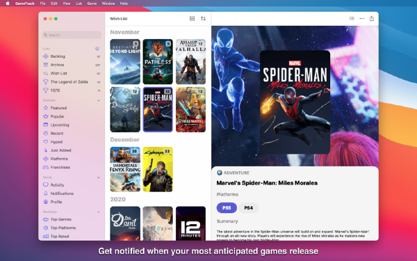 GameTrack Mac screenshots