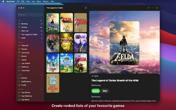 GameTrack Mac screenshots