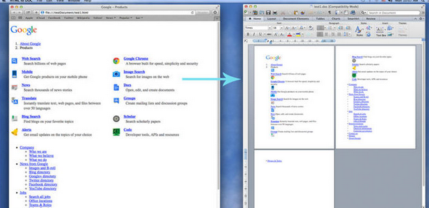 HTML to DOC Mac screenshot