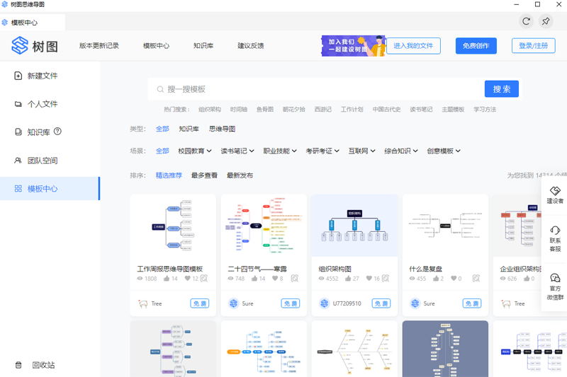 Screenshot of Mac version of tree diagram mind map