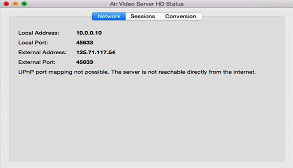 Screenshot of Air Video Server Mac
